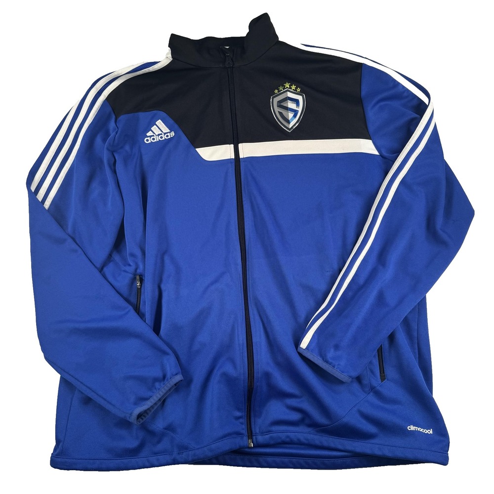 Adidas San Jose Earthquakes MLS Track Jacket Mens XL Blue Climacool Soccer